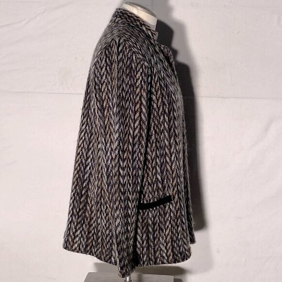 Vintage D’Allairds Brown Black Herringbone Acrylic Mohair  Wool Blend Cardigan S - Picture 5 of 10